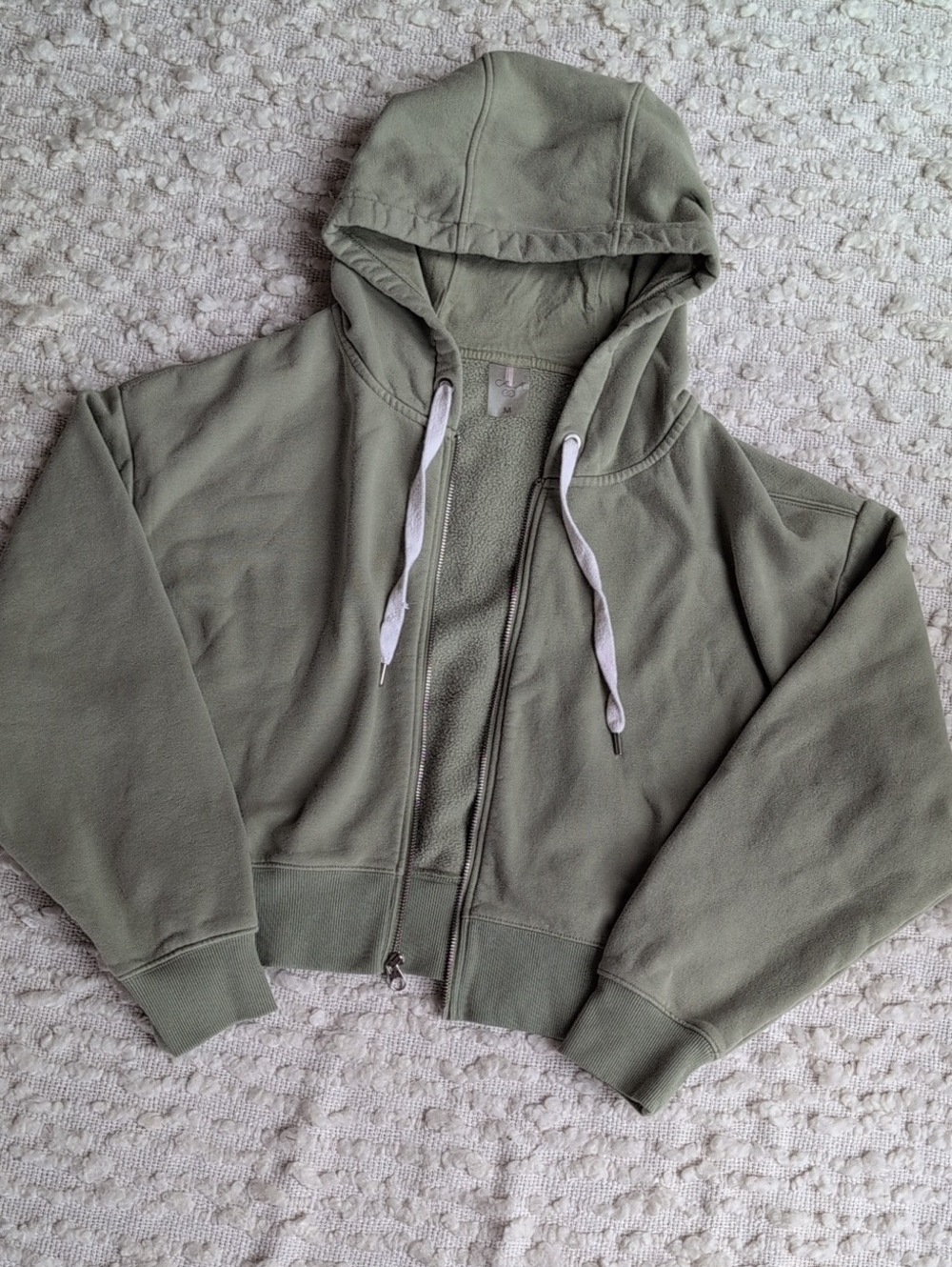Calia Light Green Hooded Zip Up Crop Hoodie Sweatshirt Medium Athleisure Women's